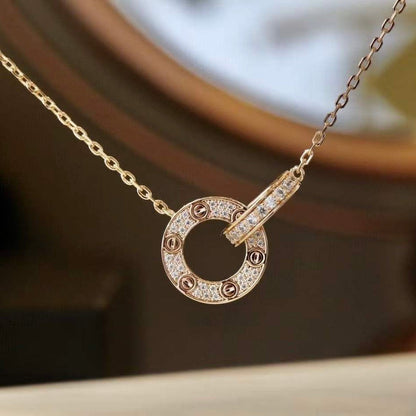 [LUXE] COLLAR LOVE DE 7,6 MM EN ORO ROSA Y PLATA CON DIAMANTES