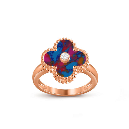 [LUXE] ANILLO DE DIAMANTE TRÉBOL COLECCIÓN ORO ROSA