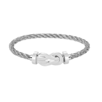 [LUXE]CHANCE PULSERA GRANDE DE 8 FIGURAS CON HEBILLA SIN DIAMANTES PLATA