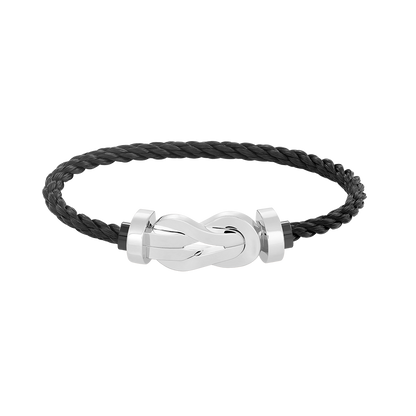 [LUXE]CHANCE PULSERA GRANDE DE 8 FIGURAS CON HEBILLA SIN DIAMANTES PLATA