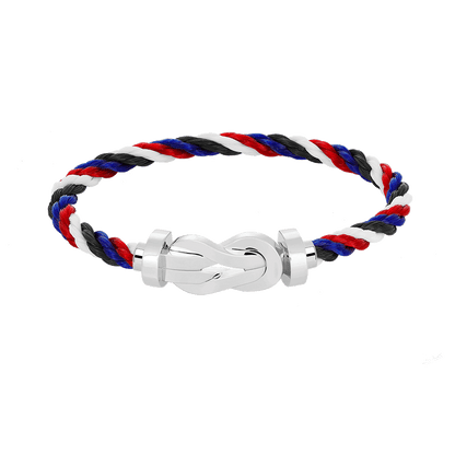 [LUXE]CHANCE PULSERA GRANDE DE 8 FIGURAS CON HEBILLA SIN DIAMANTES PLATA