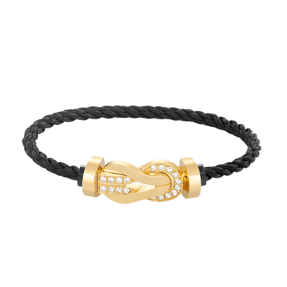 [LUXE]CHANCE PULSERA GRANDE DE OCHO FIGURAS CON HEBILLA DE MEDIO DIAMANTES EN ORO