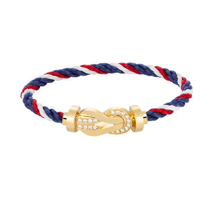 [LUXE]CHANCE PULSERA GRANDE DE OCHO FIGURAS CON HEBILLA DE MEDIO DIAMANTES EN ORO