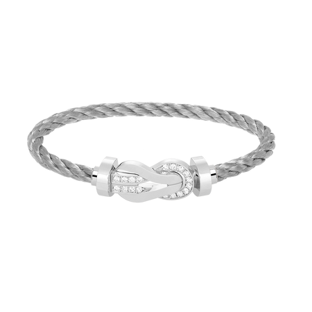 [LUXE]CHANCE PULSERA GRANDE DE MEDIO DIAMANTES CON HEBILLA DE 8 FIGURAS EN PLATA