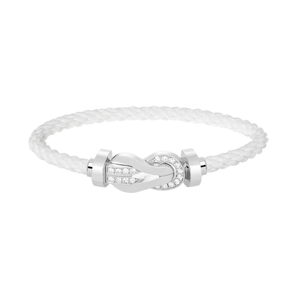 [LUXE]CHANCE PULSERA GRANDE DE MEDIO DIAMANTES CON HEBILLA DE 8 FIGURAS EN PLATA