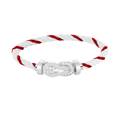 [LUXE]CHANCE PULSERA GRANDE DE MEDIO DIAMANTES CON HEBILLA DE 8 FIGURAS EN PLATA