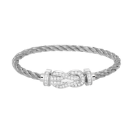 [LUXE]CHANCE PULSERA GRANDE DE 8 FIGURAS CON HEBILLA Y DIAMANTES COMPLETO EN PLATA