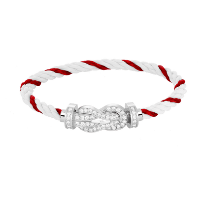 [LUXE]CHANCE PULSERA GRANDE DE 8 FIGURAS CON HEBILLA Y DIAMANTES COMPLETO EN PLATA