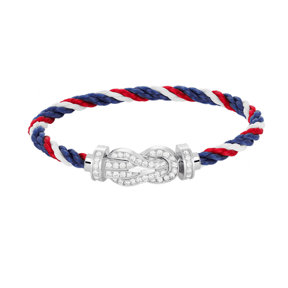 [LUXE]CHANCE PULSERA GRANDE DE 8 FIGURAS CON HEBILLA Y DIAMANTES COMPLETO EN PLATA