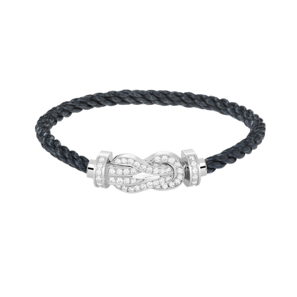 [LUXE]CHANCE PULSERA GRANDE DE 8 FIGURAS CON HEBILLA Y DIAMANTES COMPLETO EN PLATA