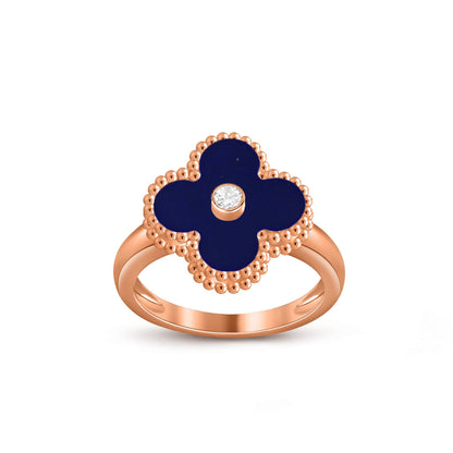 [LUXE] ANILLO DE DIAMANTE TRÉBOL COLECCIÓN ORO ROSA