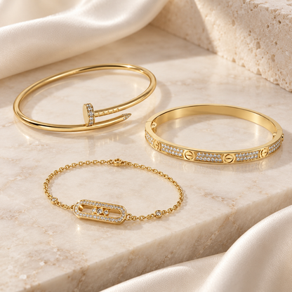 [LUXE] LOVE & JUSTE Baby Move Diamond Bracelet Stack Set