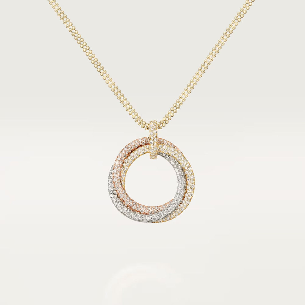 [LUXE] TRINITY LARGE FULL DIAMOND  NECKLACE