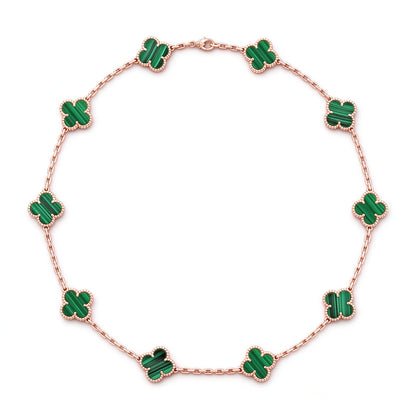 [LUXE]CLOVER 10 MOTIFS MALACHITE NECKLACE