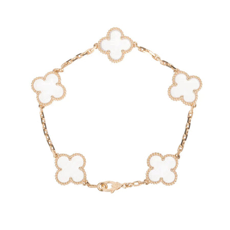 [LUXE]CLOVER 5 MOTIF ROCK CRYSTAL BRACELET
