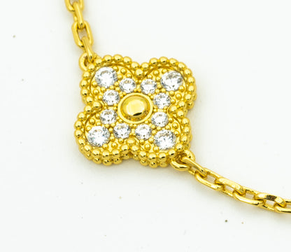 [LUXE] CLASH & Clover Laser 5-Motif & LOVE Brushed Bracelet Stack Set