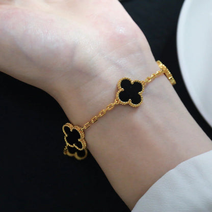 [LUXE] CLOVER 5 MOTIF ONYXS BRACELET COLLECTION