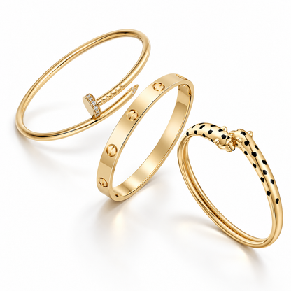 [LUXE] Panthère & LOVE  & JUSTE  Diamond Bracelet Stack Set