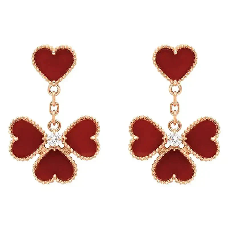 [LUXE]SWEET CLOVER CARNELIAN EARRINGS