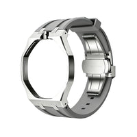 Oak Pop Gray Steel Silicone Strap