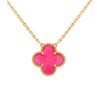 [LUXE] NEW CLOVER 1 MOTIFS PINK ENAMEL NECKLACE