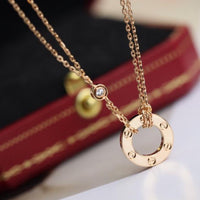 [LUXE]COLLAR AMOR AJUSTABLE ORO ROSA 2 DIAMANTES 