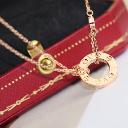 [LUXE]COLLAR AMOR AJUSTABLE ORO ROSA 2 DIAMANTES 