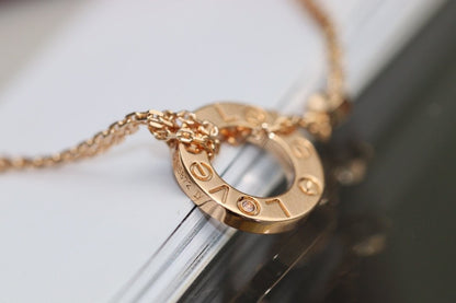 [LUXE]COLLAR AMOR AJUSTABLE ORO ROSA 2 DIAMANTES 