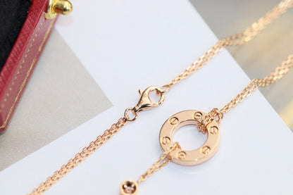 [LUXE]COLLAR AMOR AJUSTABLE ORO ROSA 2 DIAMANTES 