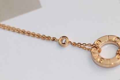 [LUXE]COLLAR AMOR AJUSTABLE ORO ROSA 2 DIAMANTES 
