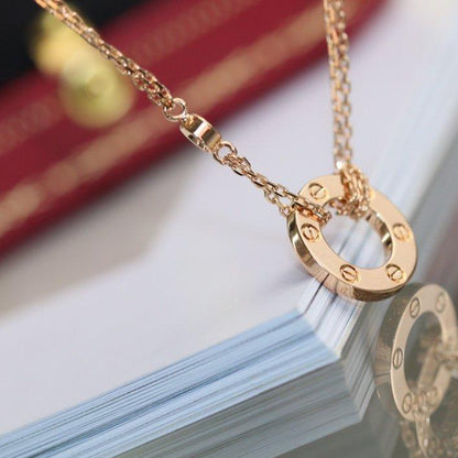 [LUXE]COLLAR AMOR AJUSTABLE ORO ROSA 2 DIAMANTES 