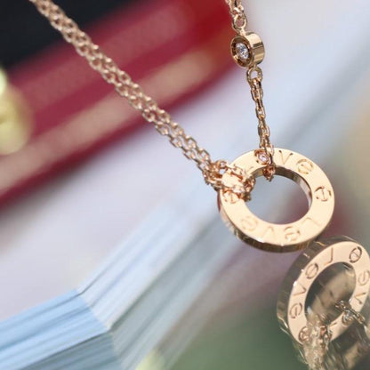 [LUXE]COLLAR AMOR AJUSTABLE ORO ROSA 2 DIAMANTES 