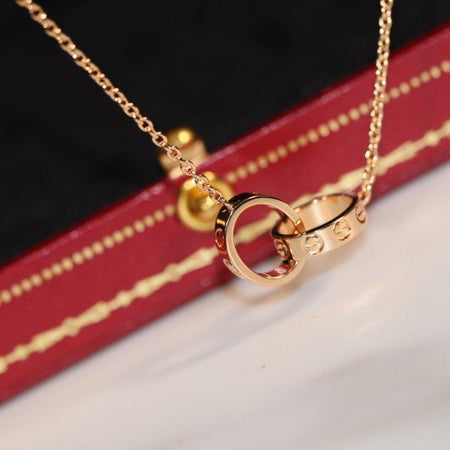 [LUXE]COLLAR AMOR ORO ROSA Y PLATA 
