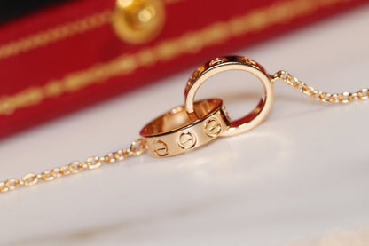 [LUXE]COLLAR AMOR ORO ROSA Y PLATA 