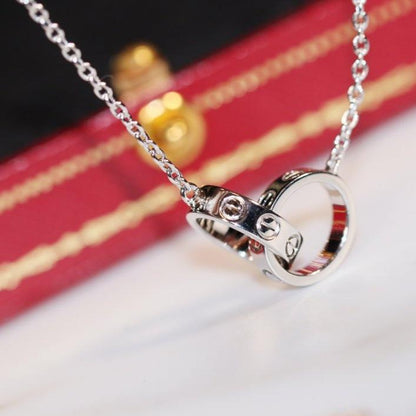 [LUXE]COLLAR AMOR ORO ROSA Y PLATA 