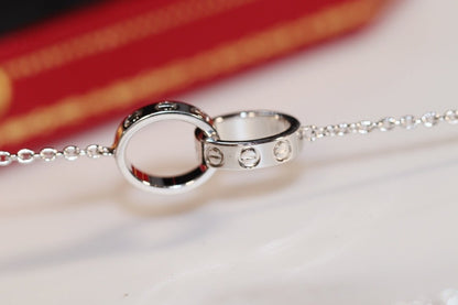 [LUXE]COLLAR AMOR ORO ROSA Y PLATA 