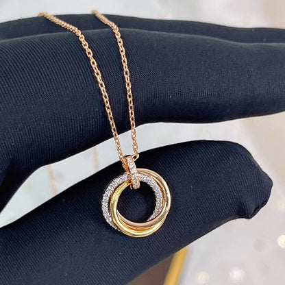 [LUXE] COLLAR TRINITY PLATA ORO ORO ROSA DIAMANTES 
