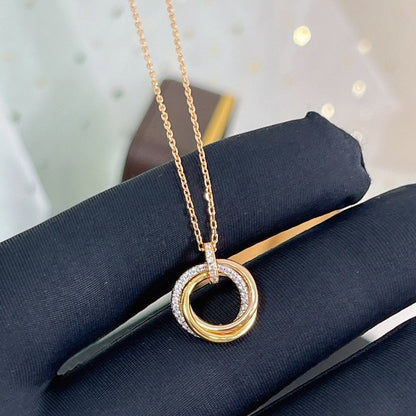 [LUXE] COLLAR TRINITY PLATA ORO ORO ROSA DIAMANTES 