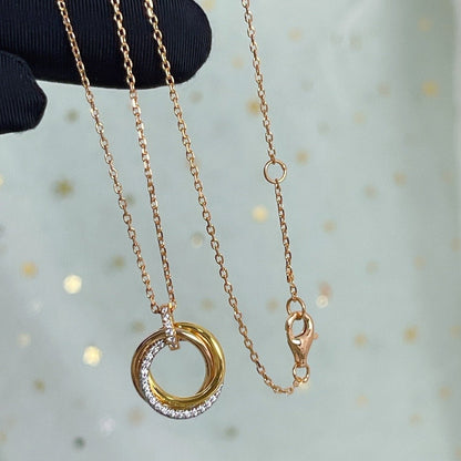 [LUXE] COLLAR TRINITY PLATA ORO ORO ROSA DIAMANTES 