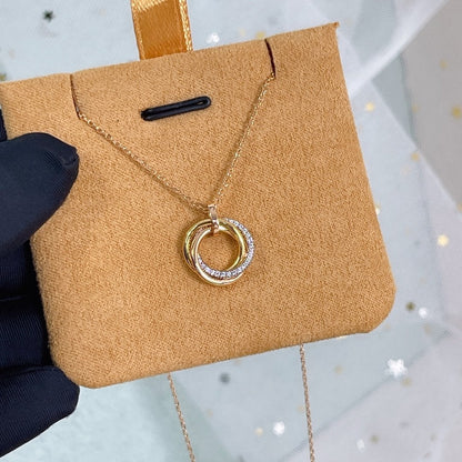 [LUXE] COLLAR TRINITY PLATA ORO ORO ROSA DIAMANTES 