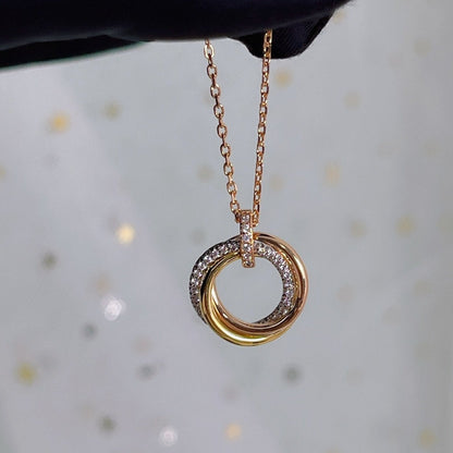 [LUXE] COLLAR TRINITY PLATA ORO ORO ROSA DIAMANTES 