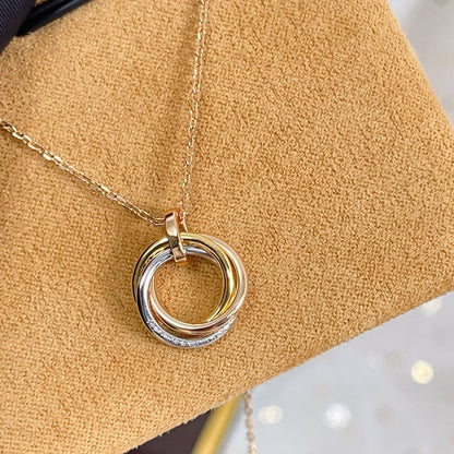 [LUXE] COLLAR TRINITY PLATA ORO ORO ROSA DIAMANTES 