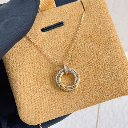 [LUXE] COLLAR TRINITY PLATA ORO ORO ROSA DIAMANTES 