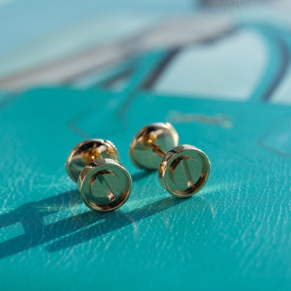 [LUXE]PENDIENTES LOVE ORO ROSA 10MM