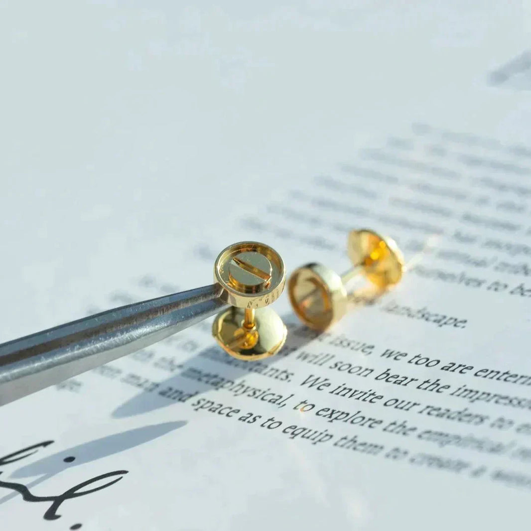 [LUXE]PENDIENTES LOVE ORO 10MM