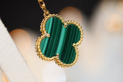 [LUXE] PENDIENTES DE TRÉBOL ORO MALAQUITA DIAMANTE 3 MOTIVOS
