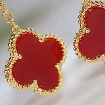 [LUXE]CLOVER  2 MOTIF  TIGER EYE CARNELIAN EARRINGS