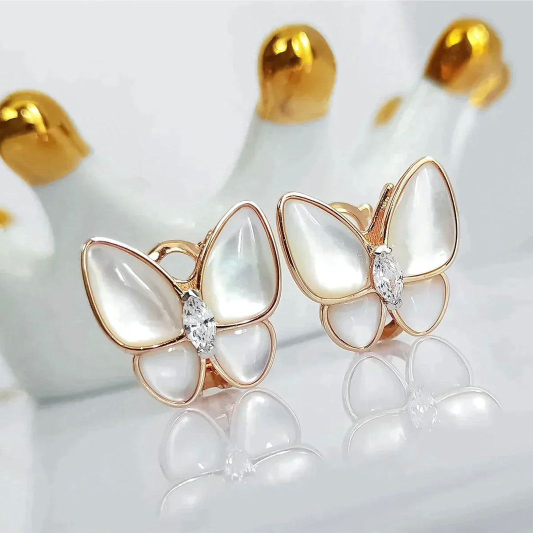 [LUXE]BUTTERFLY MOP DIAMOND EARRINGS