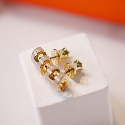 [LUXE]MINI POP H PENDIENTES DORADOS GRISES
