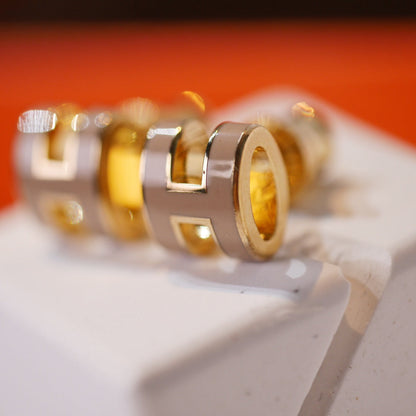 [LUXE]MINI POP H PENDIENTES DORADOS GRISES